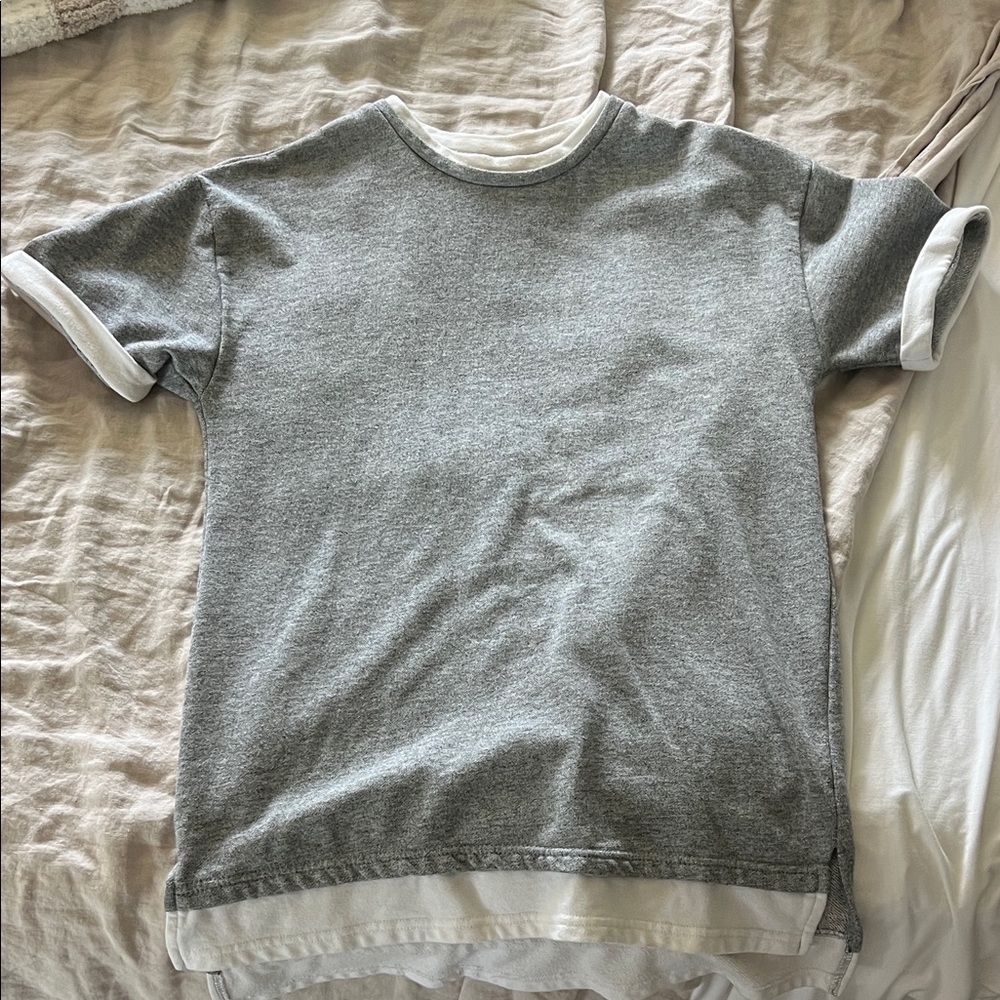 21men Heather Gray and White Crew Neck Tee